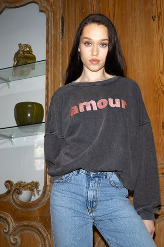 Sweatshirt délavé Amour manches longues