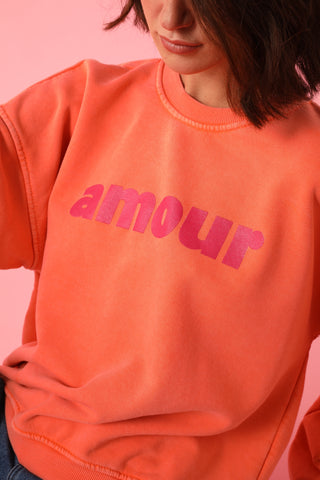 Sweatshirt délavé Amour manches longues