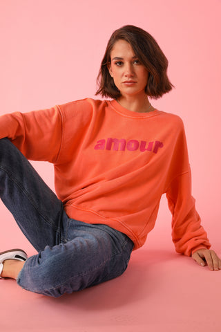 Sweatshirt délavé Amour manches longues
