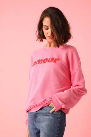 Sweatshirt délavé Amour manches longues