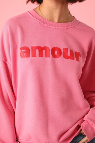 Sweatshirt délavé Amour manches longues