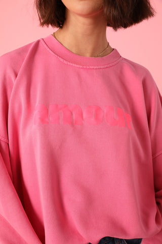 Sweatshirt délavé Amour manches longues