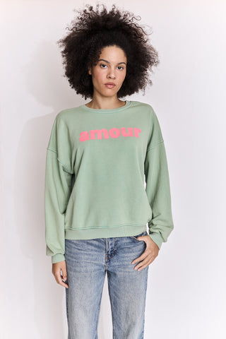 Sweatshirt délavé Amour manches longues