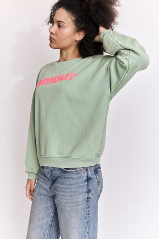 Sweatshirt délavé Amour manches longues