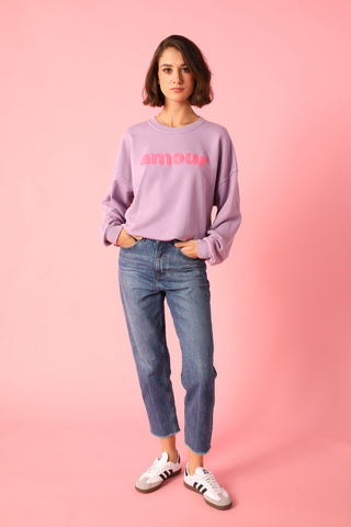 Sweatshirt délavé Amour manches longues