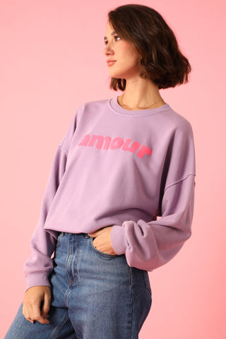 Sweatshirt délavé Amour manches longues