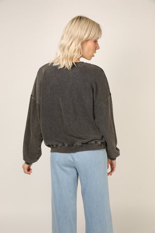 Sweatshirt délavé Babe glitter manches longues