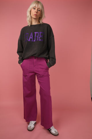 Sweatshirt délavé Babe glitter manches longues