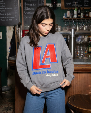Sweatshirt délavé LA manches longues