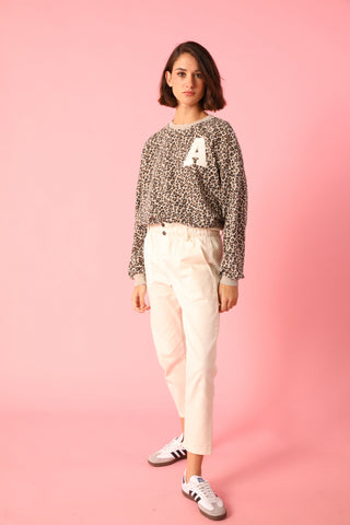 Sweatshirt délavé Léopard manches longues