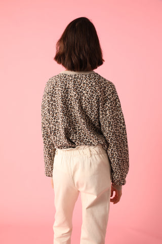Sweatshirt délavé Léopard manches longues