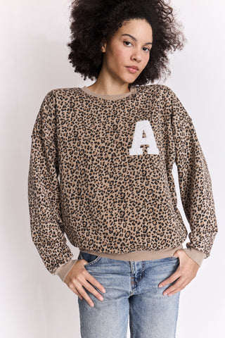 Sweatshirt délavé Léopard manches longues