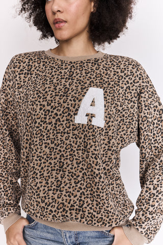 Sweatshirt délavé Léopard manches longues