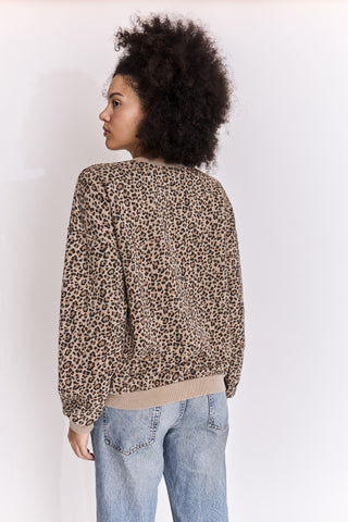 Sweatshirt délavé Léopard manches longues