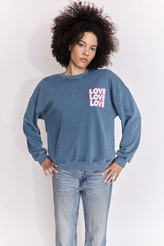 Sweatshirt délavé Love Love Love manches longues