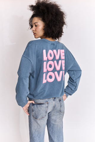 Sweatshirt délavé Love Love Love manches longues