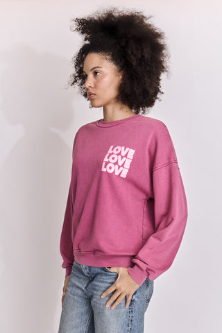 Sweatshirt délavé Love Love Love manches longues
