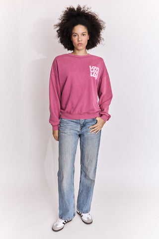 Sweatshirt délavé Love Love Love manches longues