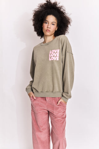 Sweatshirt délavé Love Love Love manches longues