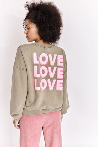 Sweatshirt délavé Love Love Love manches longues