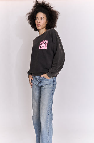 Sweatshirt délavé Love Love Love manches longues