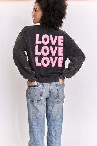 Sweatshirt délavé Love Love Love manches longues