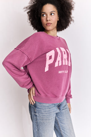Sweatshirt délavé Paris manches longues