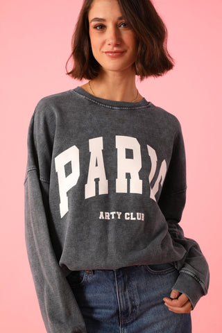 Sweatshirt délavé Paris manches longues