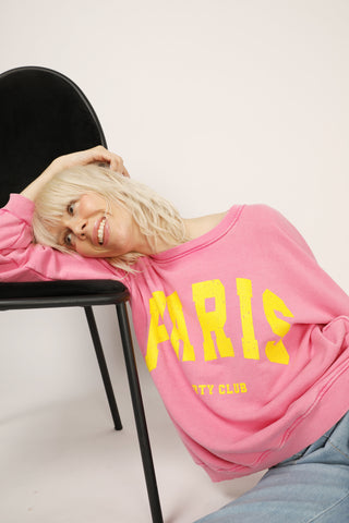 Sweatshirt délavé Paris manches longues