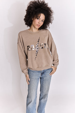 Sweatshirt délavé Rock manches longues