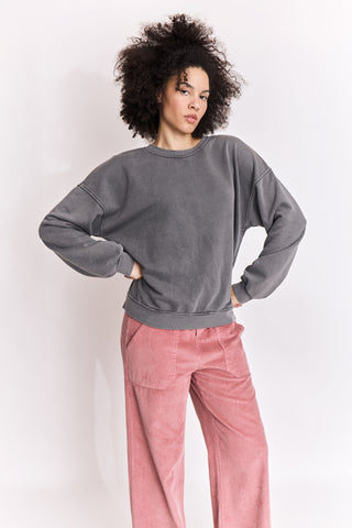 Sweatshirt uni délavé manches longues