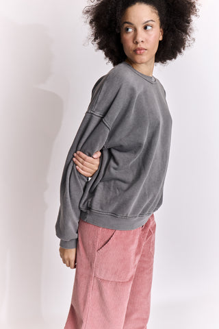 Sweatshirt uni délavé manches longues