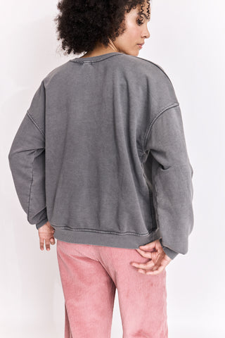 Sweatshirt uni délavé manches longues