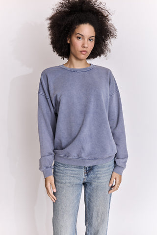Sweatshirt uni délavé manches longues