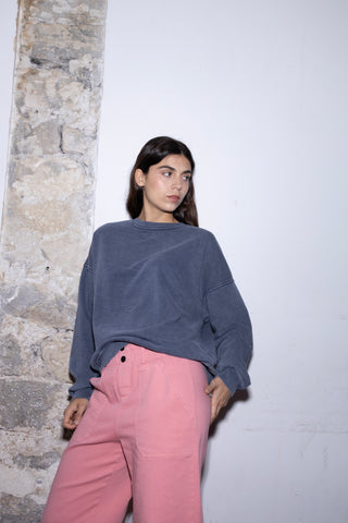 Sweatshirt uni délavé manches longues