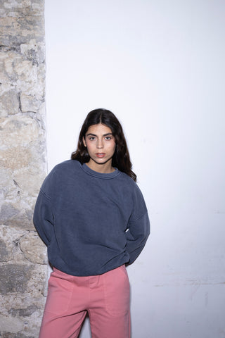 Sweatshirt uni délavé manches longues