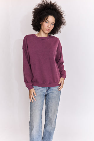 Sweatshirt uni délavé manches longues