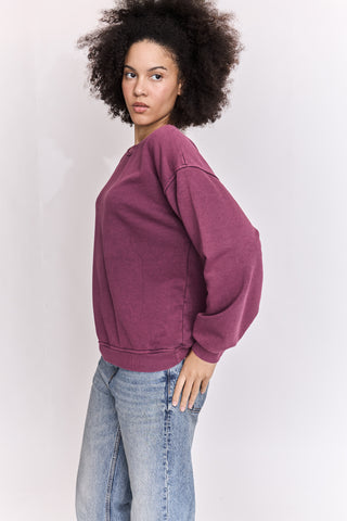 Sweatshirt uni délavé manches longues