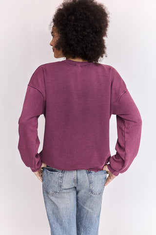 Sweatshirt uni délavé manches longues
