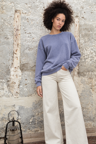 Sweatshirt uni délavé manches longues