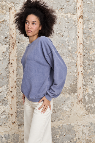 Sweatshirt uni délavé manches longues