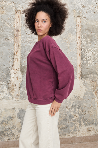 Sweatshirt uni délavé manches longues