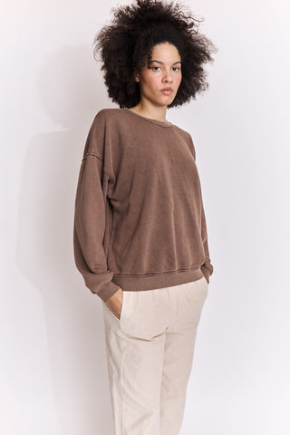 Sweatshirt uni délavé manches longues