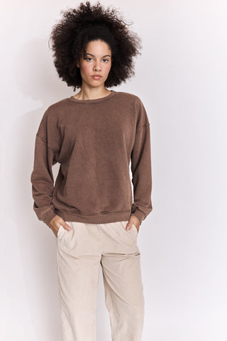 Sweatshirt uni délavé manches longues