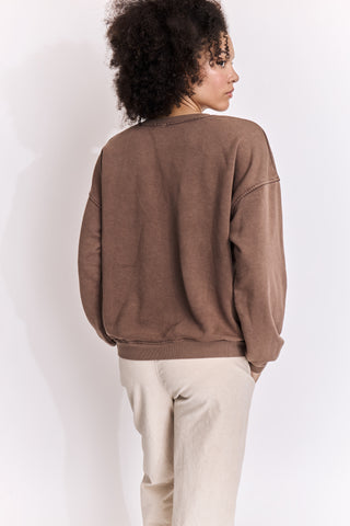 Sweatshirt uni délavé manches longues