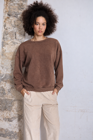 Sweatshirt uni délavé manches longues