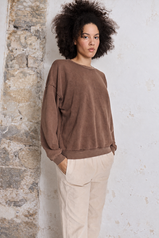Sweatshirt uni délavé manches longues