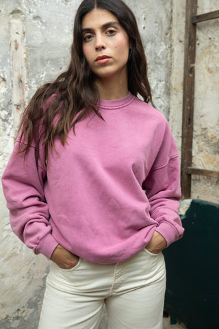 Sweatshirt uni délavé manches longues