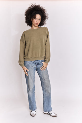 Sweatshirt uni délavé manches longues