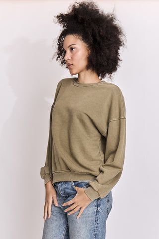 Sweatshirt uni délavé manches longues